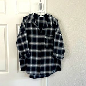 Black and white plaid over side flannel